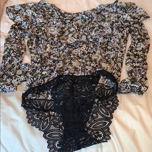 Free People Floral Bodysuit